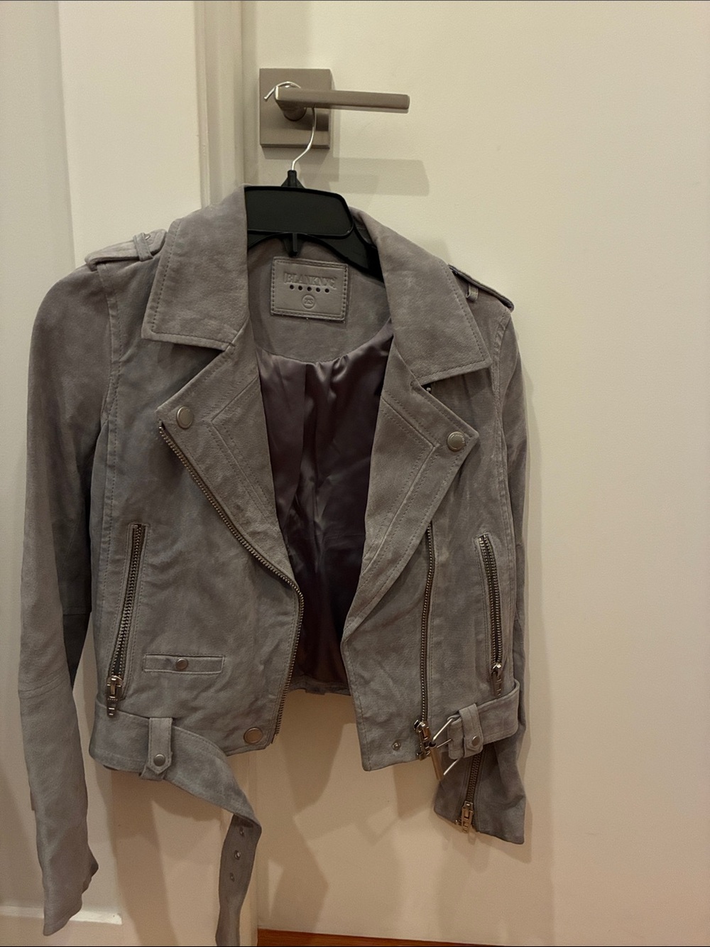 Blank NYC Light Gray Suede Moto Jacket